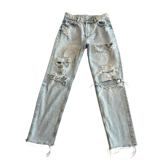 & Denim Denim - & Denim Jeans Womens Size 2 Light Wash Boyfriend Slim Straight